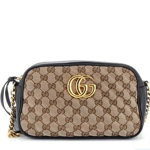 GucciGG Marmont Shoulder Bag Diagonal Quilted GG Canvas Small